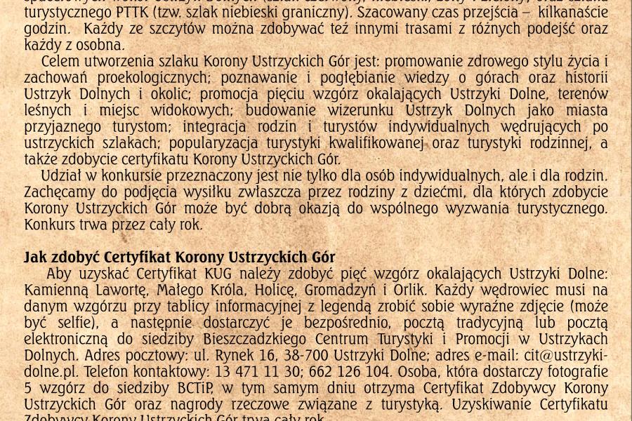 Korona Ustrzyckich Gór - Szlak turystyczno – krajoznawczy